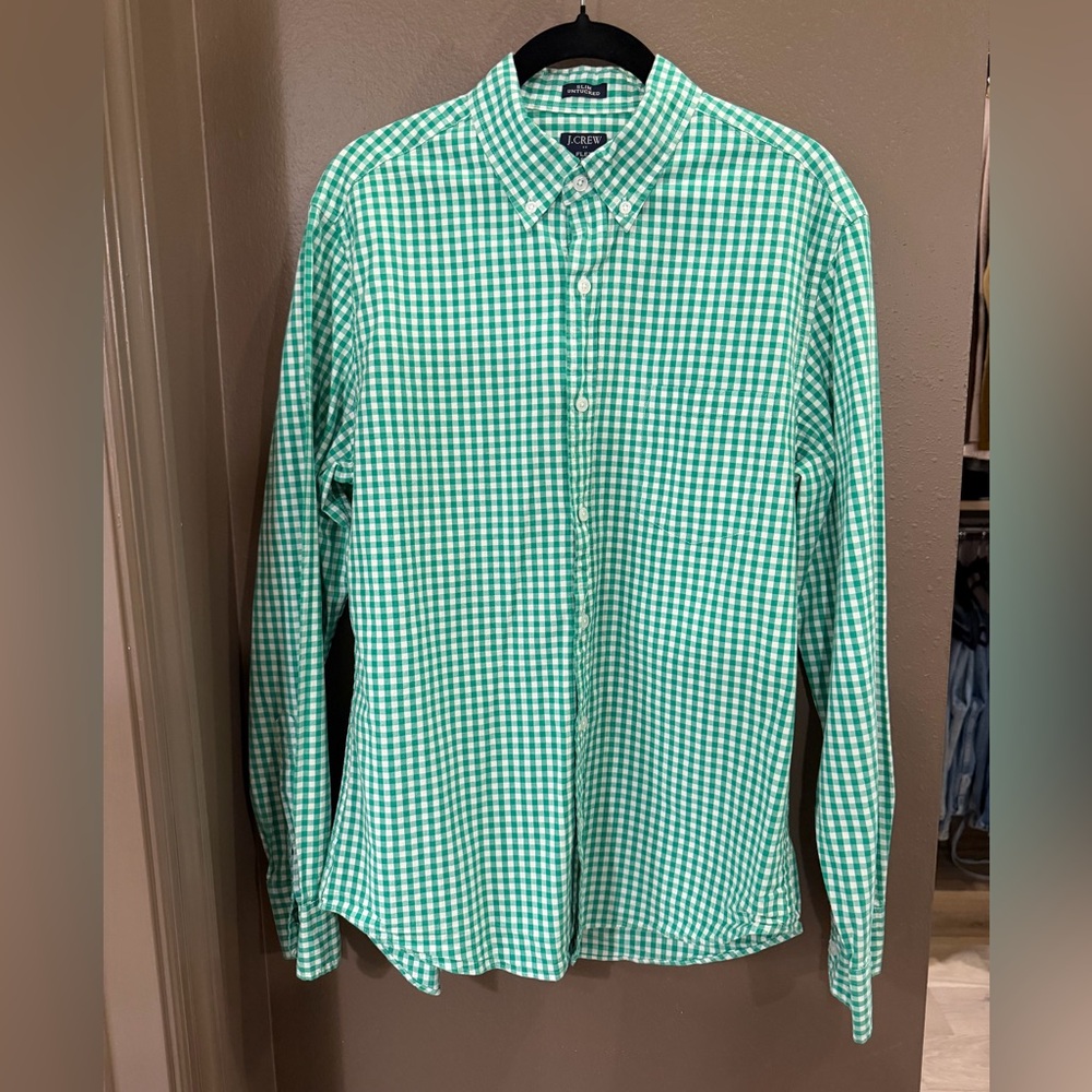 J. Crew Men's Green Checkered Shirt